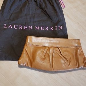 Cognac Lauren Merkin clutch + dustcover